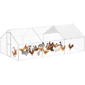 Metal Walk-In Chicken Pen for 10-20 Hens, Geese & Ducks - 9.8' W x 19.7' L x 6.6' H, All-Season Easy Setup Poultry Cage for Backyard Homesteads