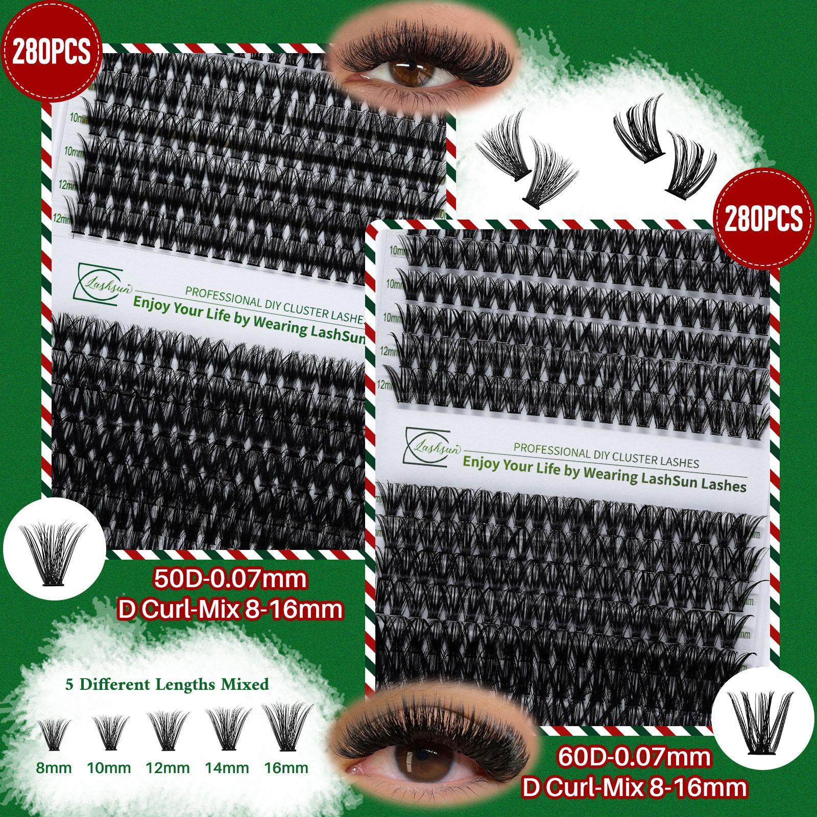 Individual False Eyelashes Kit, 10pcs/set Mixed Length Natural Look Eyelash Extensions, DIY Eyelash Extensions, Self Grafting Curl Eyelashes, Eye Makeup Enhancement False Eyelashes