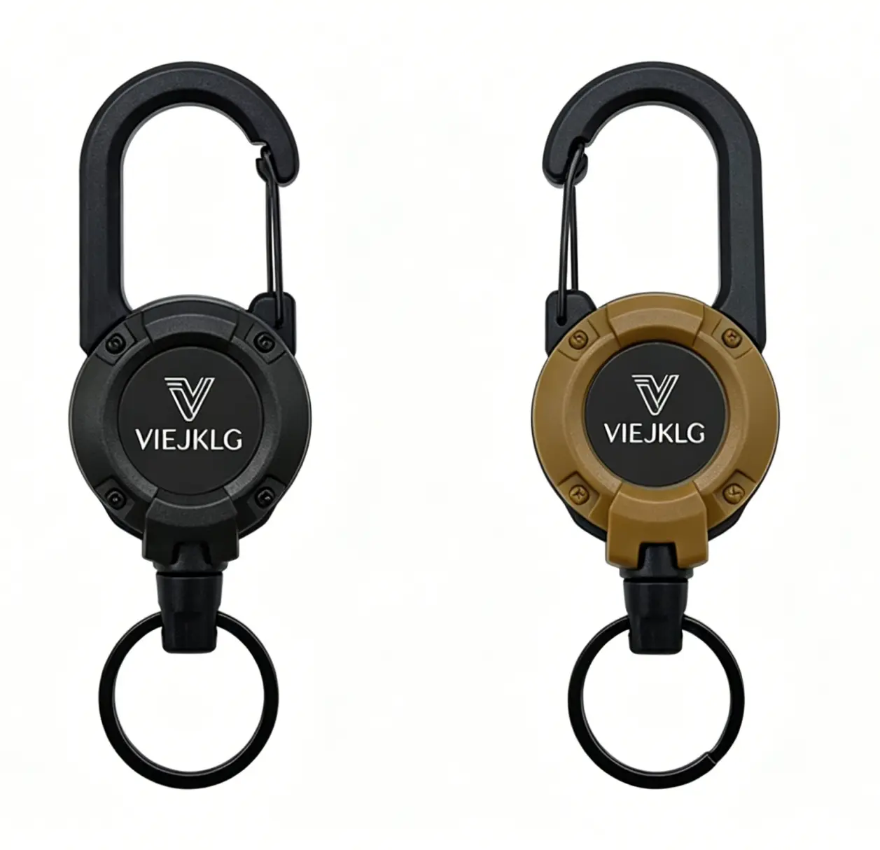 Outdoor Tactical Heavy-Duty Retractable Keychain - Anti-Lost Badge Reel with Steel Cord, Rugged Holder for Hiking, EDC Gift for Men (1/2Pack)