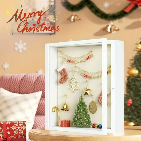 Christmas Retro Hollow Photo Frame, Wooden Framed, DIY Photo Plant Dried Flower Frame, Wedding Gift, Birthday Gift, Graduation Valentine Gift, Christmas Decoration