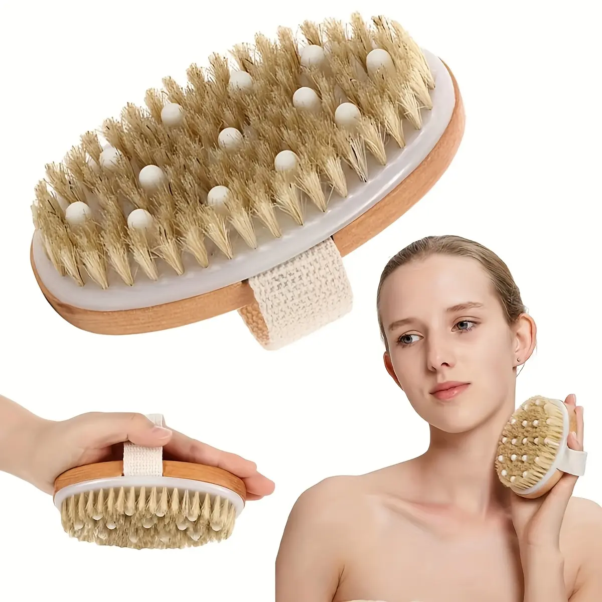 Dry Brush Body Massage Brush, Gentle Exfoliating SPA Bath Massager- Ergonomic Non-Slip Handle Design Suitable Both Dry And Wet Skin, Prevents Hair Buildup, No Batteries Required- Creating a Home SPA Experience, Personal Massager