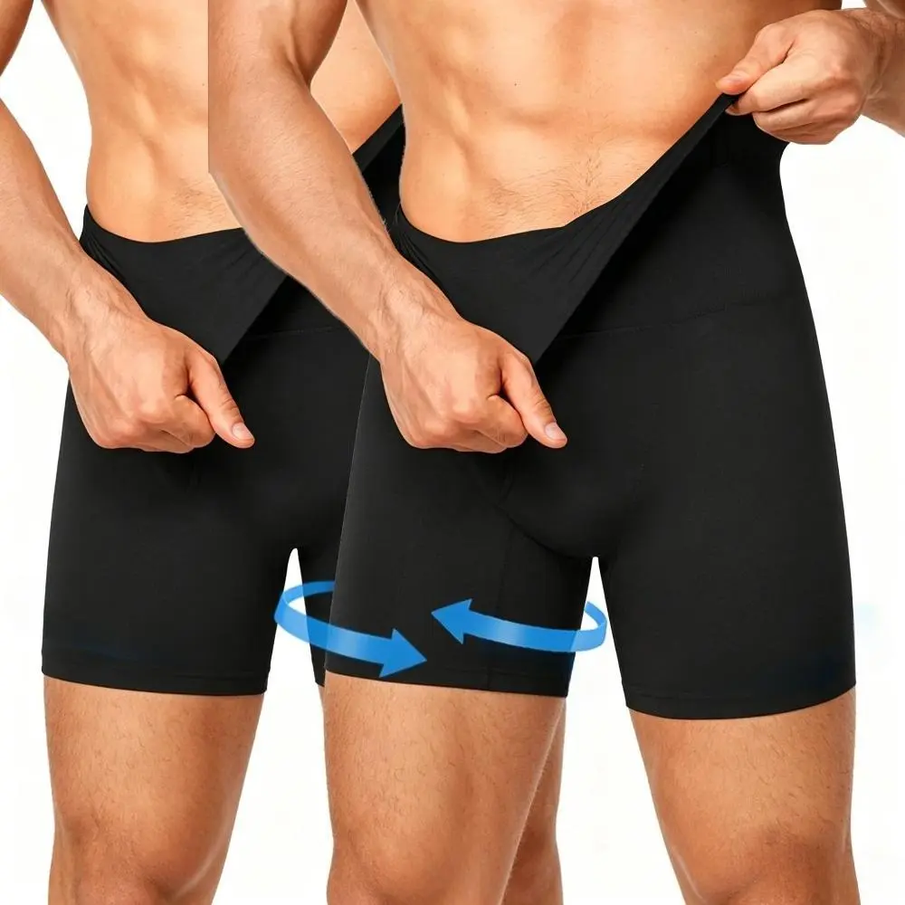 Men's High-Waisted Seamless Compression Shapewear Shorts Tummy Control Firm Control Invisible Belly Girdle Underwear Menswear for Sports & Outdoor Activities