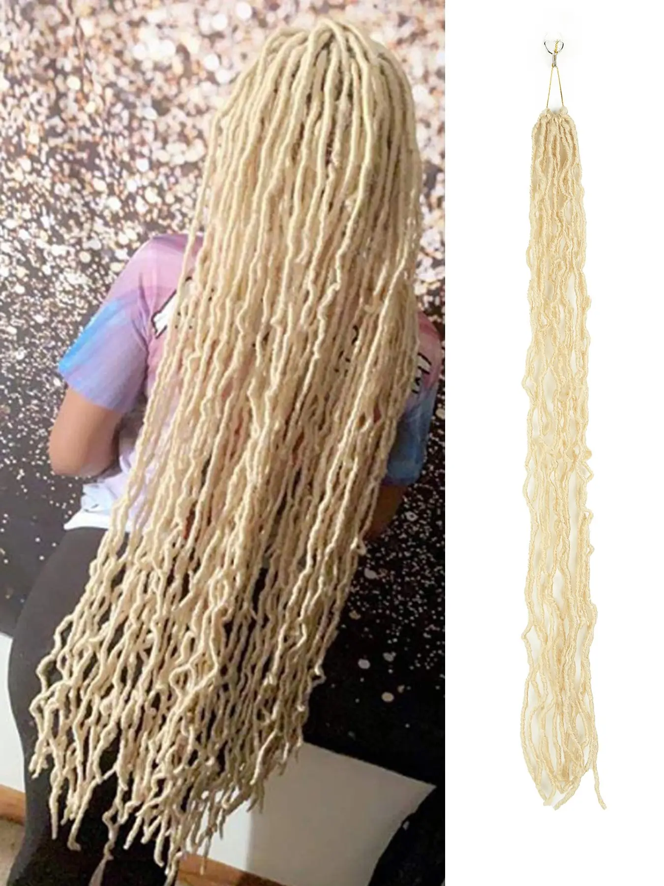 18/24//30/36 Inch 1 Pack 12 Stands New Soft Locs Crochet Hair for Black Women, for Natural Butterfly Locks Style Crochet Hair, Blonde Curly and Pre -Looped Faux Locs Crochet Hair