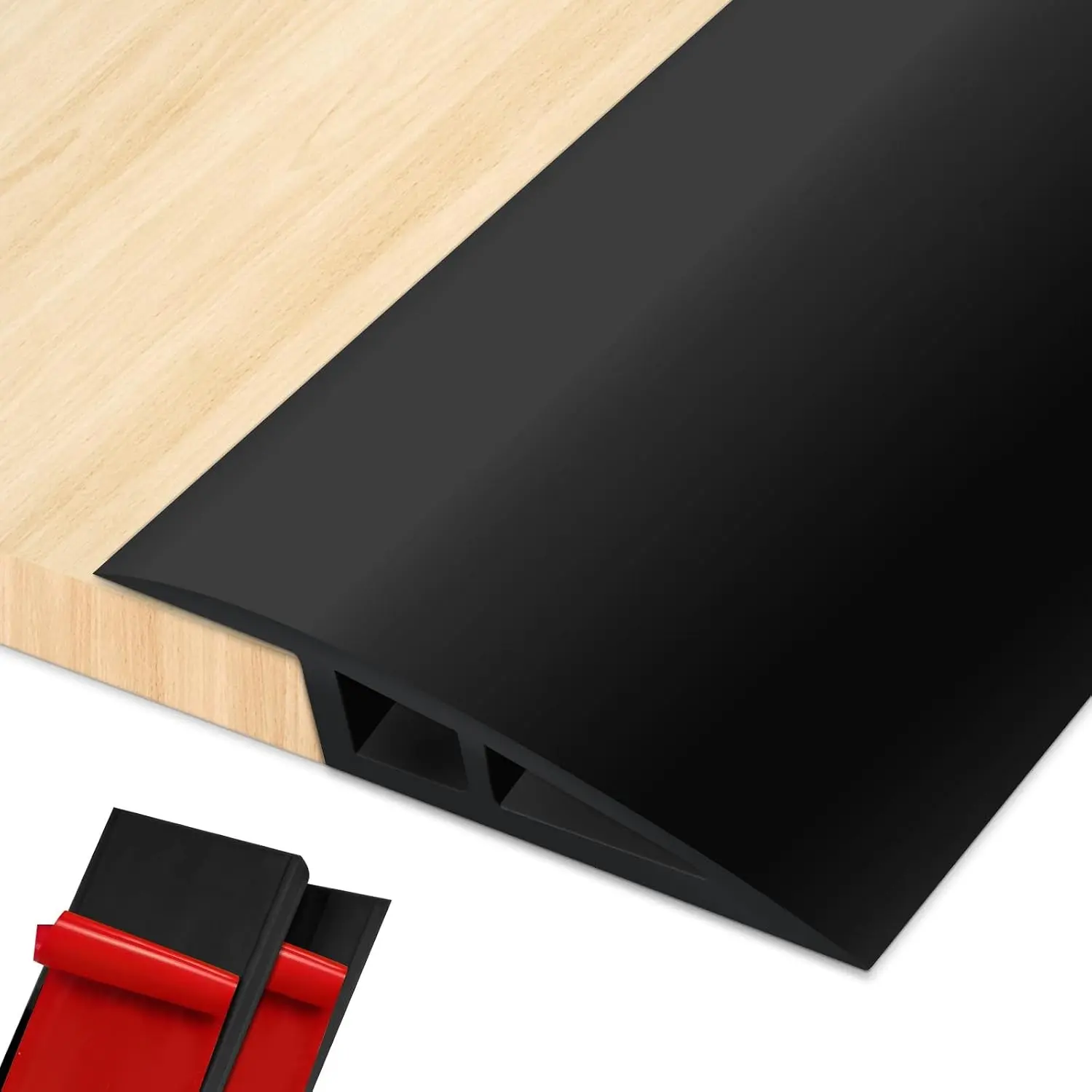 Self Adhesive 36 Inch Black Vinyl Floor Transition Strip, Edge-Reducer Door Threshold Transition Strips for Doorways and Indoor Floors