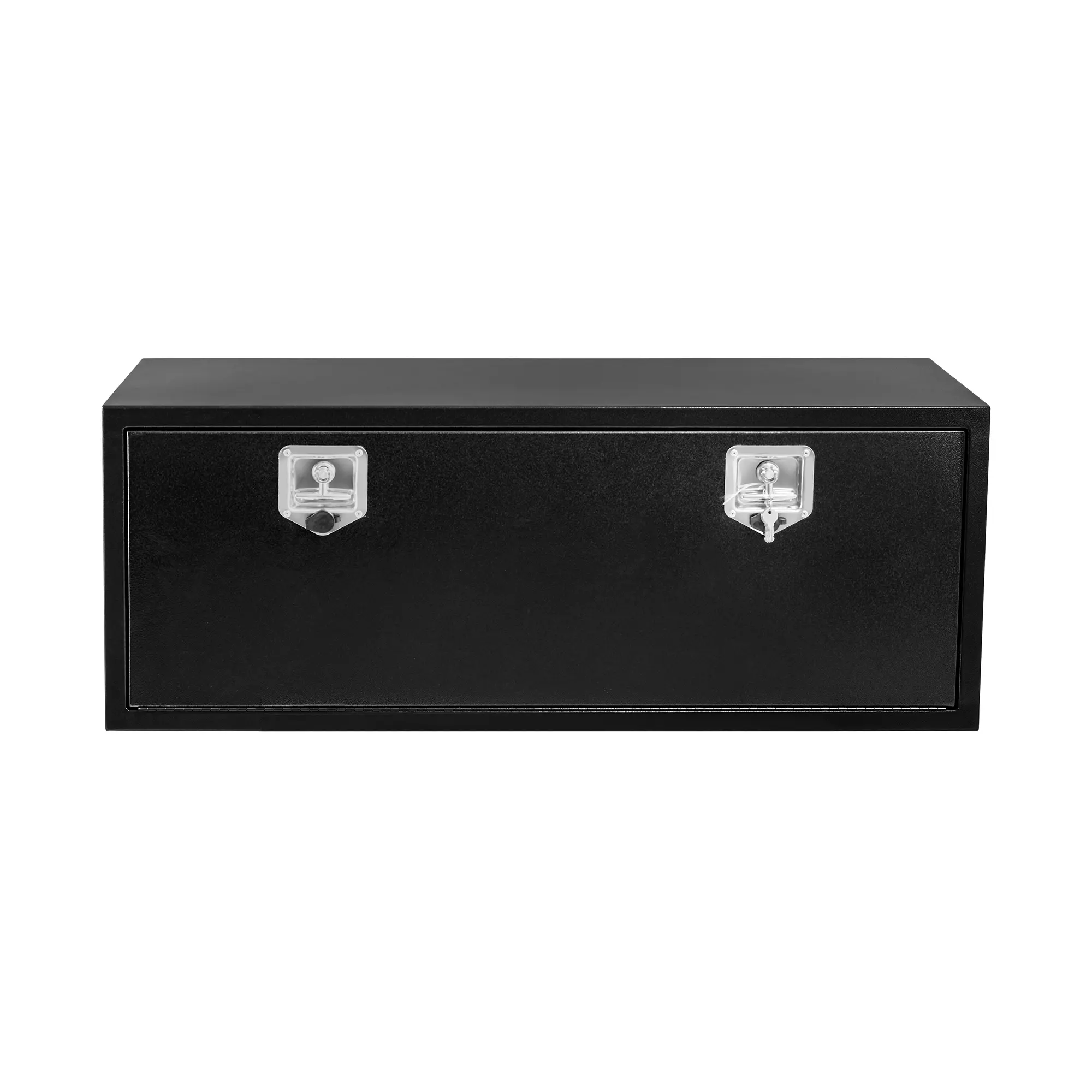 Truck Tool Box – 4 Sizes (24/30/36/60") – Black Alloy Steel – Weatherproof, Lockable – Reverse Top – for Pickups/Trailers/RVs/Garages – Heavy Duty