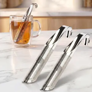 2pcs Portable Home Tea Accessories Filter Stainless Steel Tea Maker Piping Design Tea Spoon Brewer Long Handle Metal Creative Cup-YY0