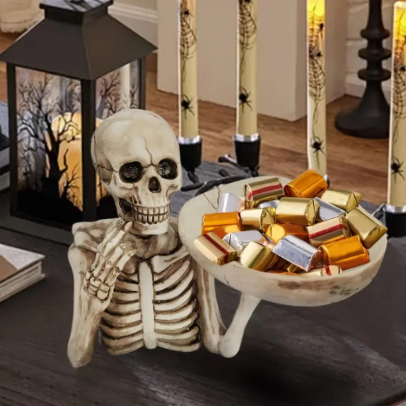 Halloween Skull Hand Bone Tray, Creative Desktop Candy Key Holder, Unique Decorative Ornament, Personalized Tabletop Accessory