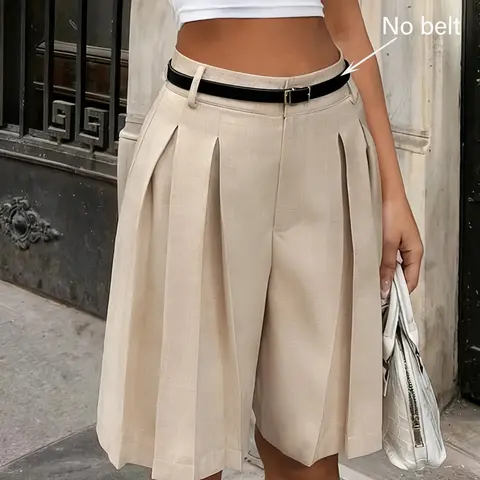Women's Fashion Solid Color Shorts, Stylish and Minimalist Design, Perfect for Casual Wear, Comfortable and Trendy Bottoms, Minimalist Loose Shorts