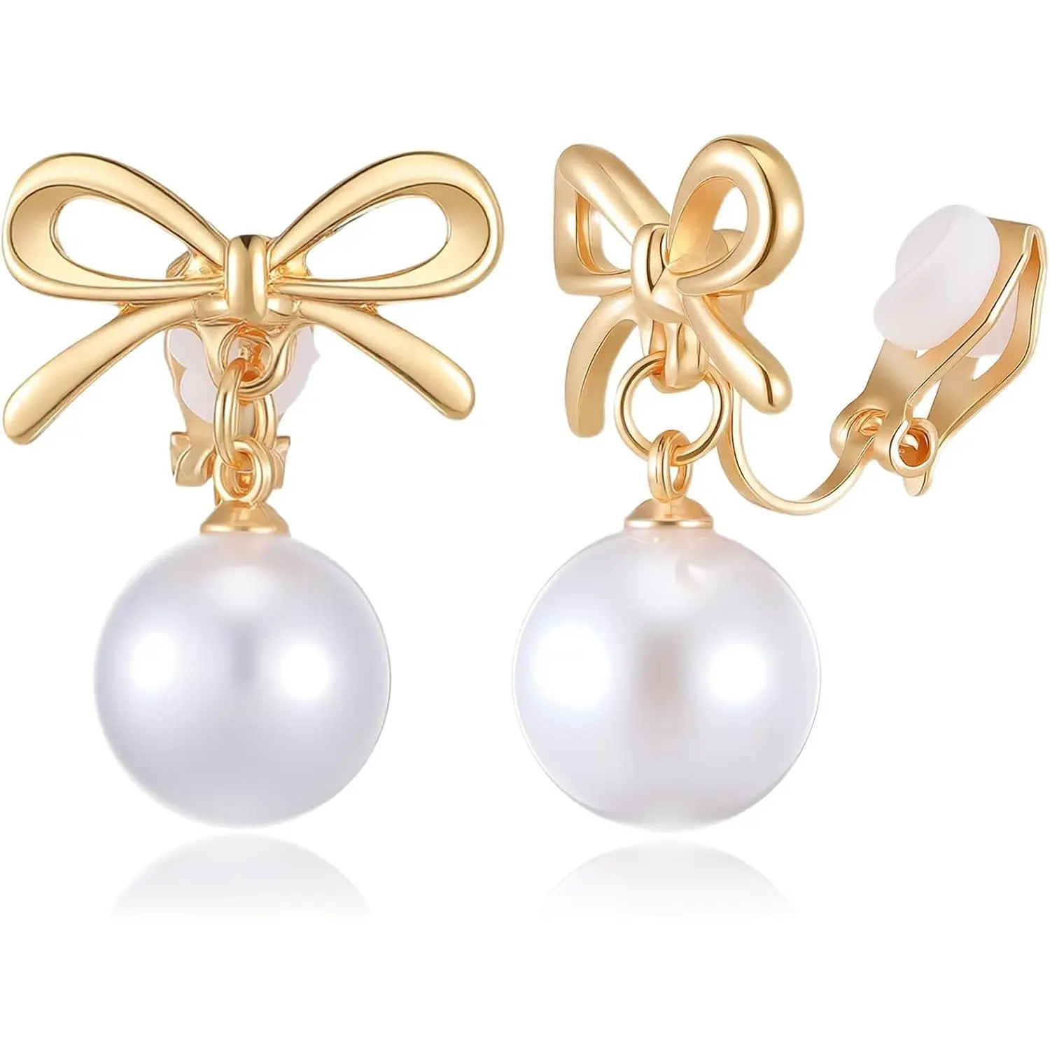 Clip  Earrings for Women Bow  Drop Clip Earrings | Lightweight Non Pierced Hoop Ear Clips for Wedding Bridal