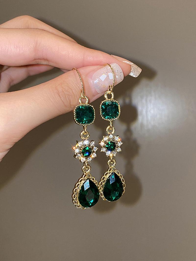 Vintage Green Drop Earrings, Fashion Jewelry for Party, Daily Clothing Decor, Trendy All-match & Exquisite Jewelry for Birthday Gift, Trendy Jewellery Accessories