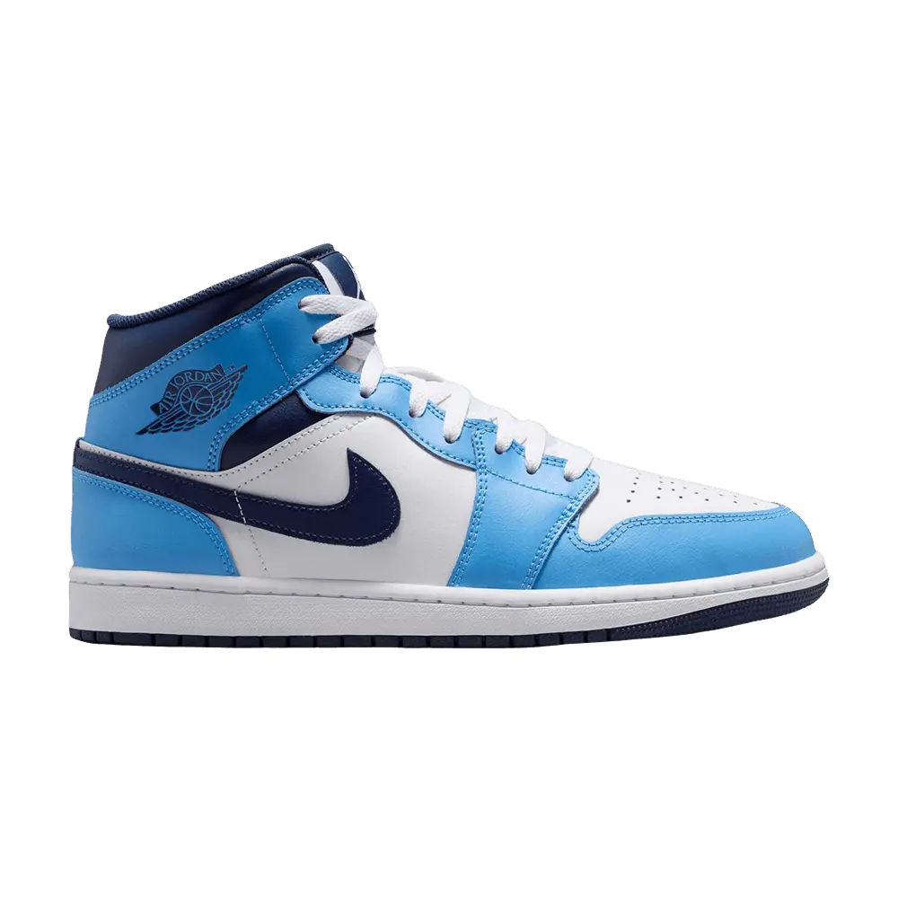 Air Jordan 1 Mid 'University Blue Midnight Navy' (Unisex) University Blue/White/Sail/Midnight Navy retro basketball shoes DQ8426 405