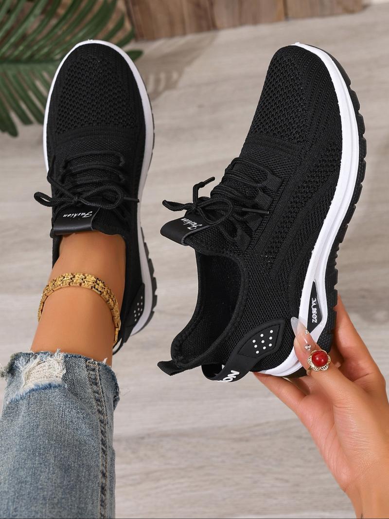 Women's Fashionable Plain Color Lace Up Low Top Sneakers, Casual Comfortable Breathable Sporty Running Shoes, All-match Basic Shoes for Daily Wear