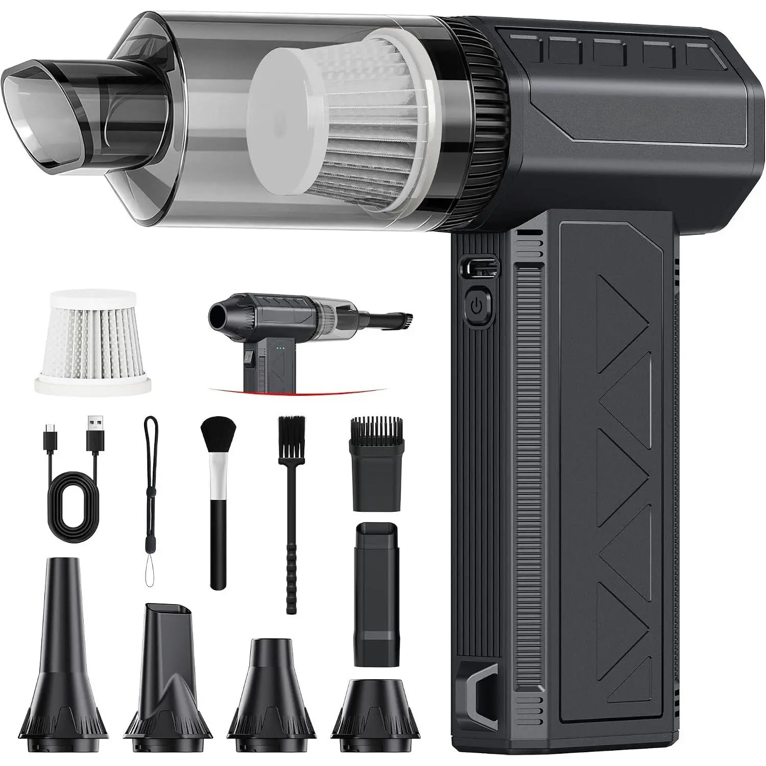 Duster,150000RPM Electric Air Duster, Vacuum Cleaner & Bag Vacuum 3-in-1, Rechargeable with 3-Gear Adjustable Wind Speed for Keyboard,,, and Storage Bag Sealing