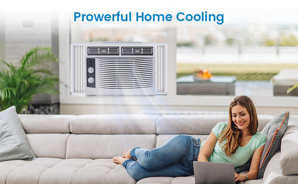 GARVEE Window Air Conditioner With Reusable Filter & Controls, 5000 BTU 115V~, Suitable for 150 Sq.Ft