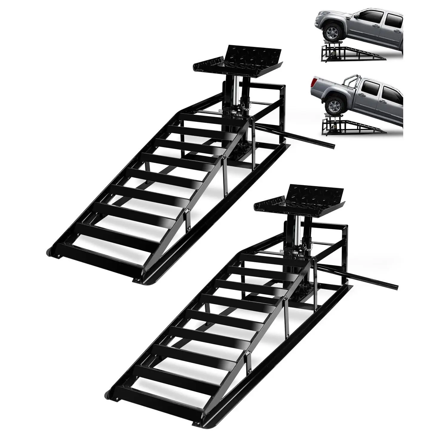 2 Pack Hydraulic Car Ramps 5T Low Profile Car Lift Service Ramps Truck Trailer Garage,Height Hydraulic Vehicle Ramps, Lift Height 9.3-14 Inches