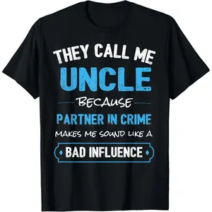 100% Cotton Funny Uncle Shirt, Uncle Partner In Crime from Niece Nephew T-Shirt
