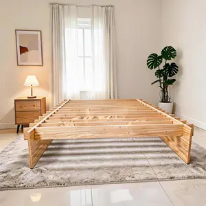Queen Wood Platform Bed Frame without Headboard - Low Profile Platform Bed Frame, No Box Spring Needed, Noise-Free, Mortise and Tenon Structure, Natural summerwins