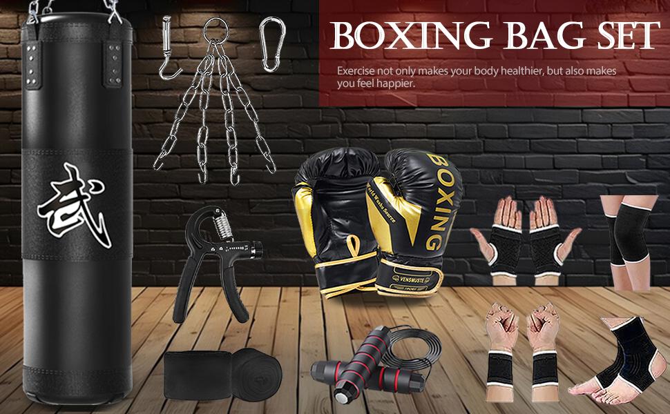 AGS Punching Bag for Adults, 4ft Heavy Boxing Bag Set with 12oz Boxing Gloves, MMA Karate Kickboxing Boxing Home Gym Martial Art - Unfilled AGS Punching Bag for Adults, 4ft Heavy Boxing Bag Set with 12oz Boxing Gloves, MMA Karate Kickboxing Boxing Home Gym Martial Art - Unfilled