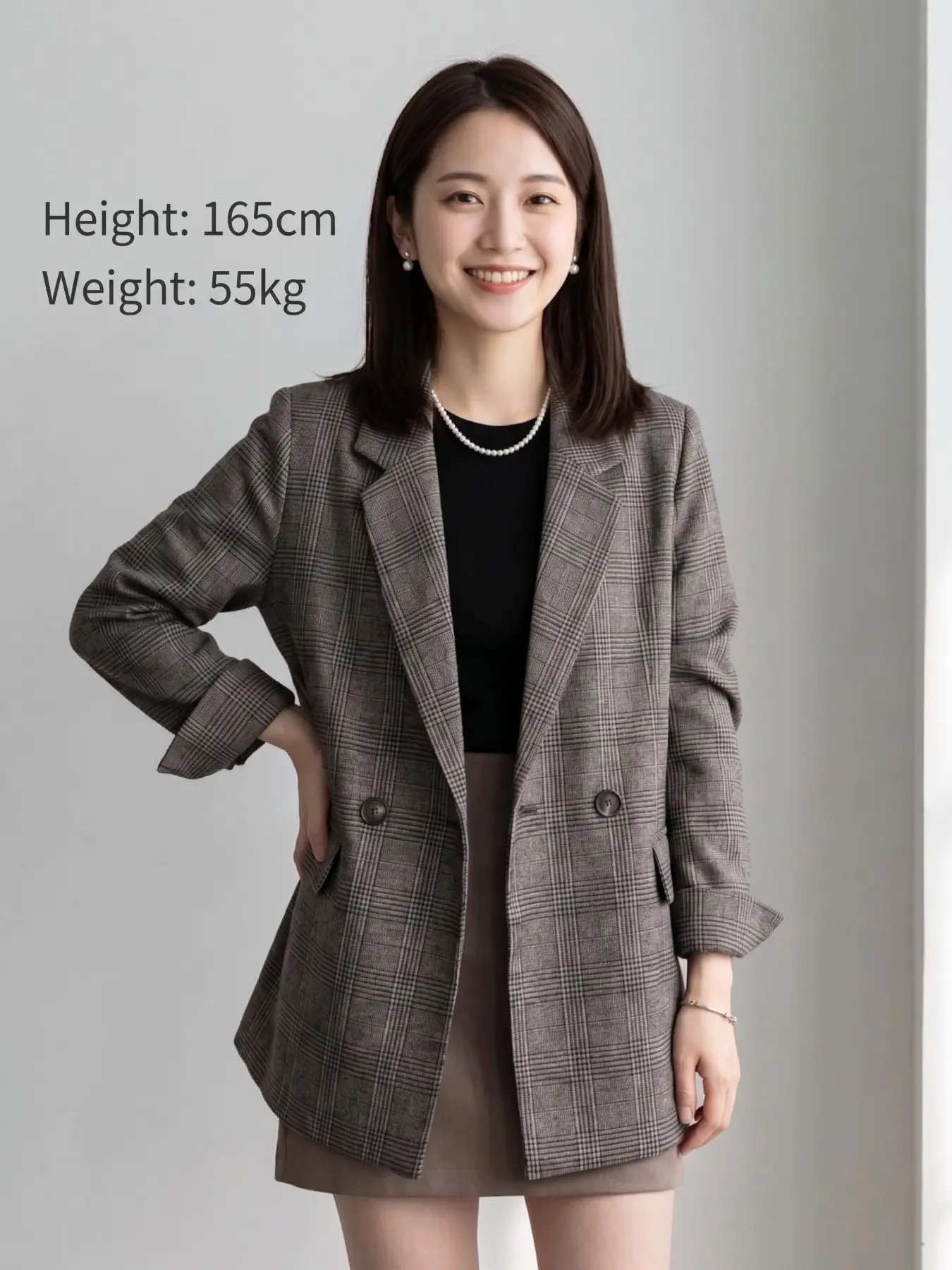 Vintage Plaid Medium-Length Suit Jacket, Classic Style Outerwear, Perfect for Formal Occasions, Slim-Fitting Plain Design