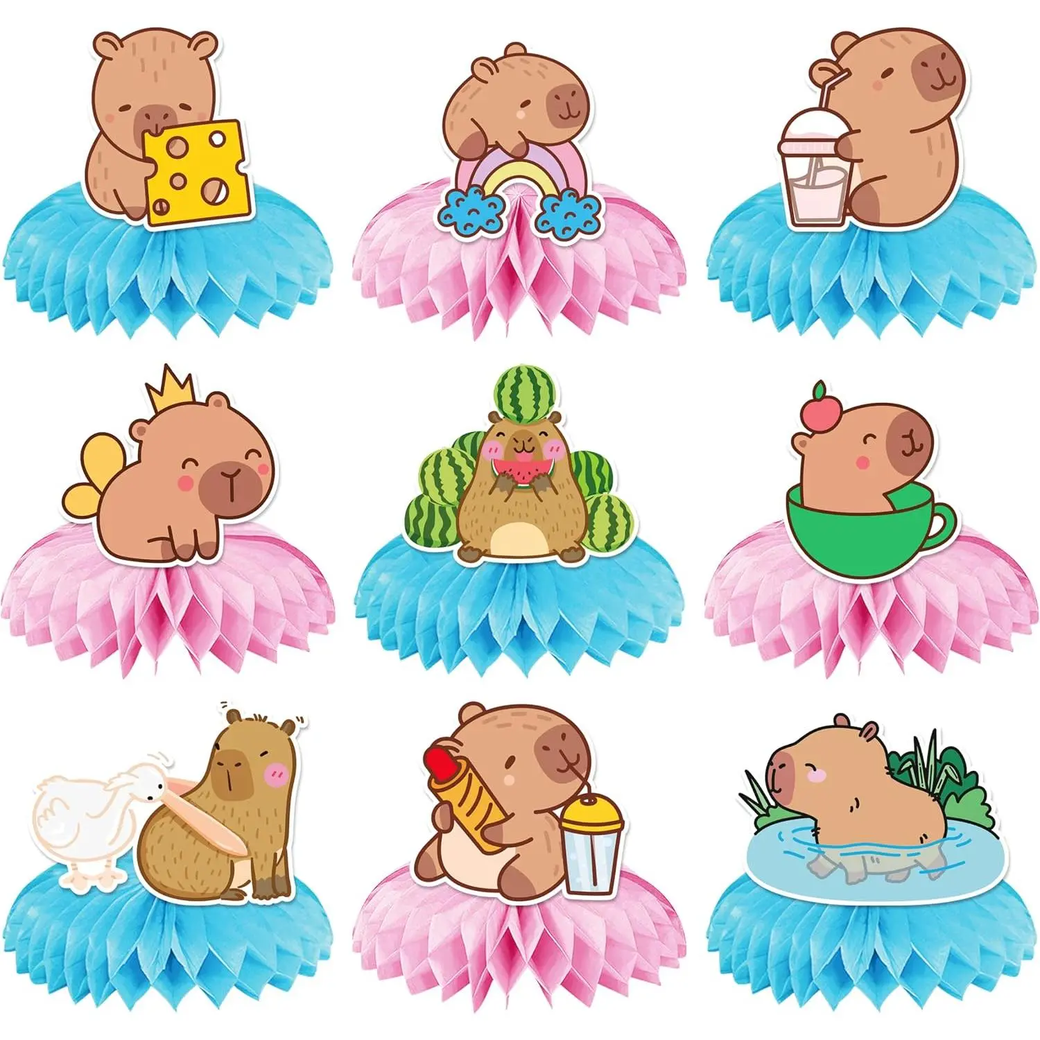 Capybara Birthday  Centerpieces 9 count Capy Birthday Party Decorations Capybara Table Centerpieces Capybara Theme Party Supplies for   Shower Table Decor