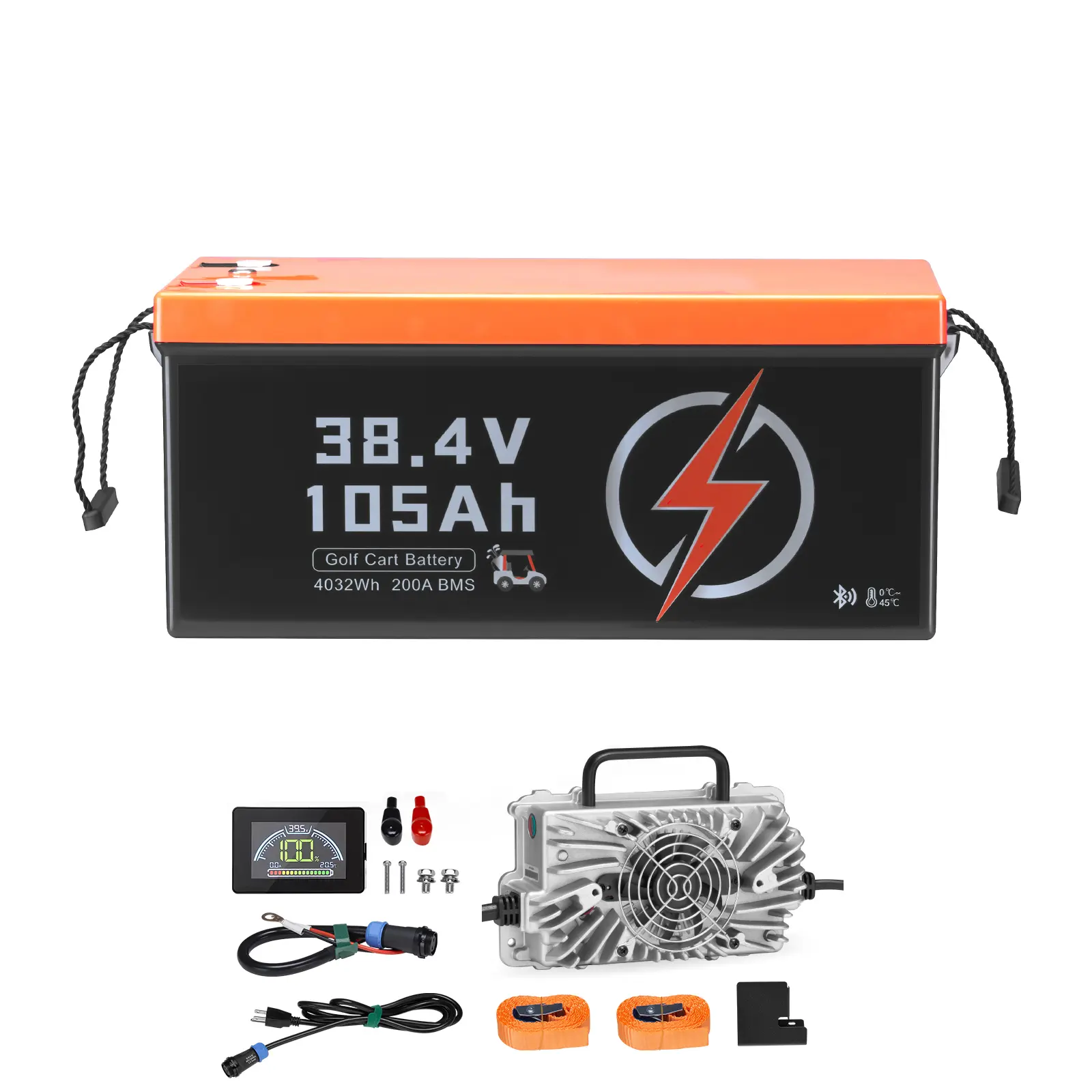 36v 105ah Golf Cart Lithium Battery, 200A Continuous Current, 105Ah Peak Battery Capacity, ABS Casing Construction, Easy Hill Climbing