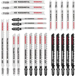 25-Piece T-Shank Jig Saw Blade Set with Storage Case, Made with HCS/HSS/BIM, Assorted Blades  Wood, Plastic and Metal Cutting
