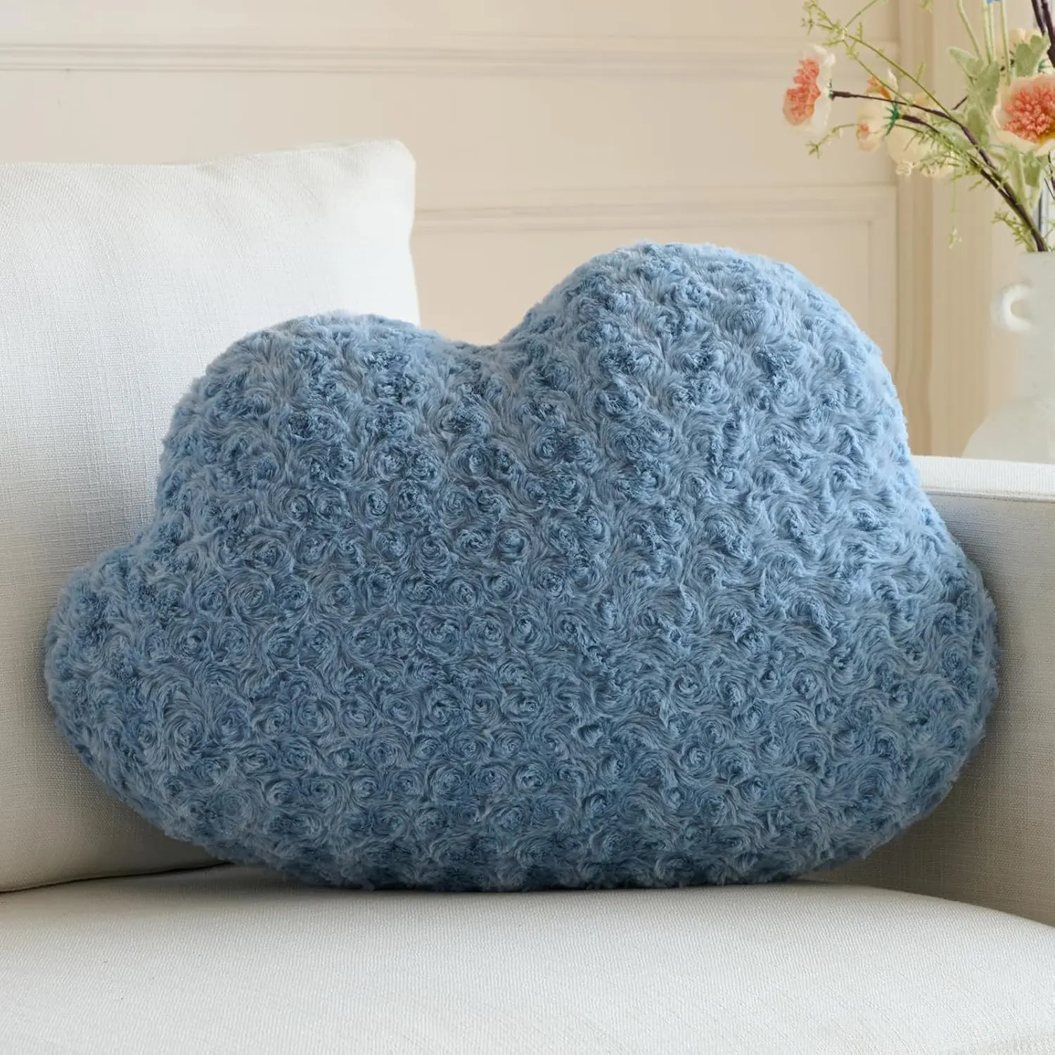 Cloud Throw Pillow, Decorative with Soft Plush, Grey Blue, 14.9 X 11.4"| Cozy Home Decor for Couch, Bed, Chair, Sofa, Chair, Bedroom, Living Room