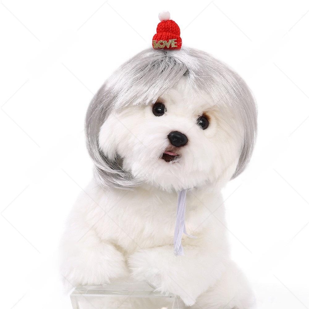 Funny Dog Wig Fashionable Pet Hair Accessory Adjustable Soft Material For Small Dogs Perfect For Parties Halloween Costumes And Cute Pet Photos