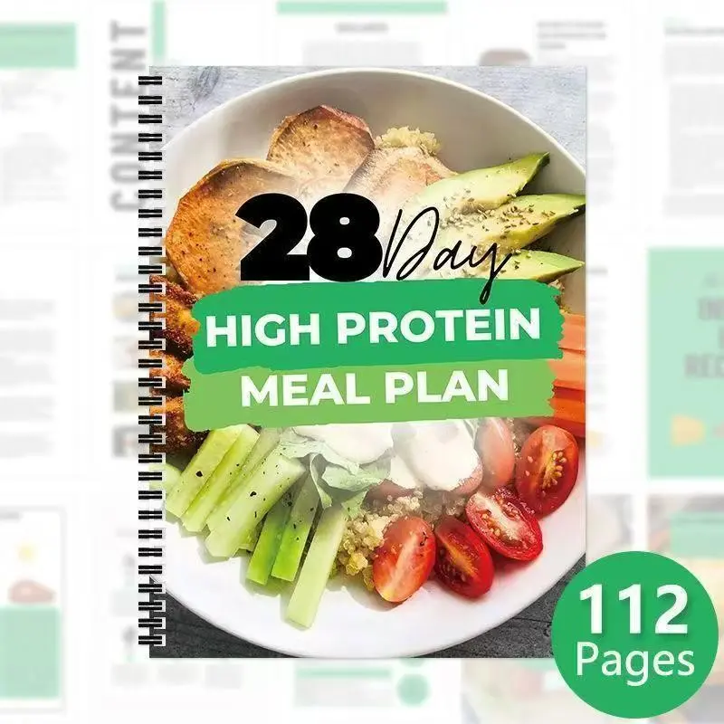 High Protein Muscle Gain Diet Plan Manual, 28-Day Complete Fat Loss Meal Template, 112 Pages Daily Diet Tracker Fitness Journal Notebook