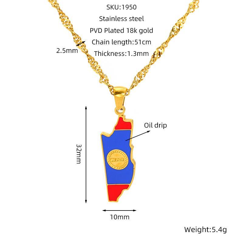 Various Countries Map Pendant Necklace Jewelry, Stainless Steel Necklace
