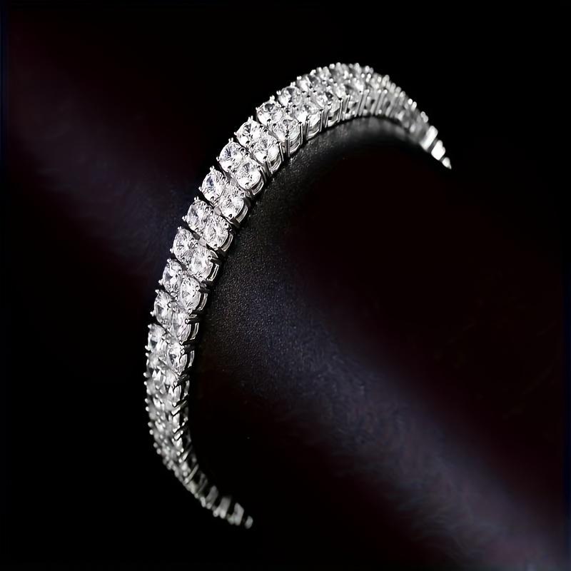Silver Moissanite Double Row Tennis Bracelet - 0.1Carats, 3mm, D Color VVS1, Round Cut, 108pcs, Fine Jewelry Gift for Women, Men, Birthday, Valentine's Day, Wedding, Christmas