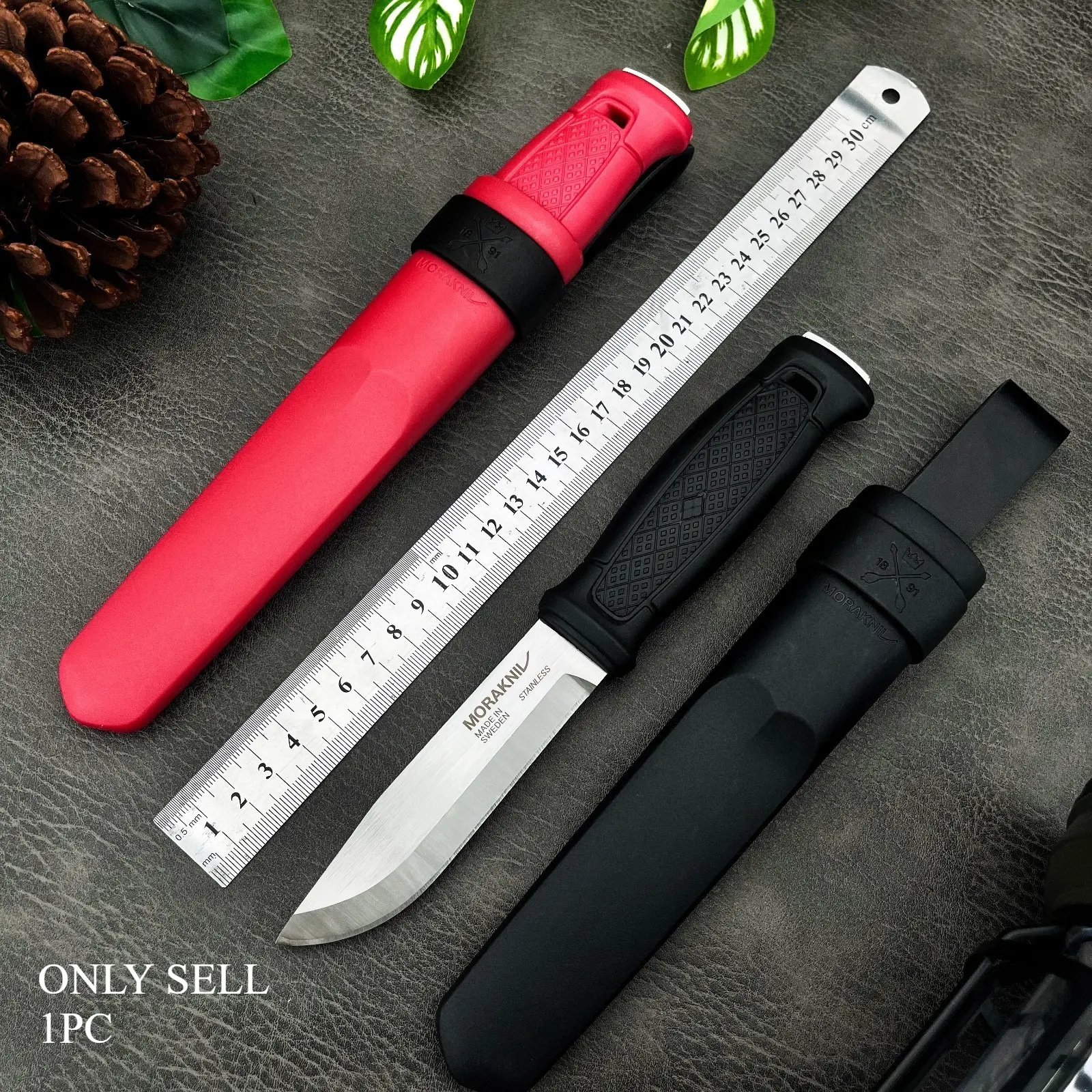 New Survival Fixed-Blade Knife with Sheath, High-Hardness 440C Blade, Nylon Fiber Handle  EDC, Camping, Exploration, Hiking, Mountaineering Tool, Portable Jungle Cutting Outdoor Knife, Gift