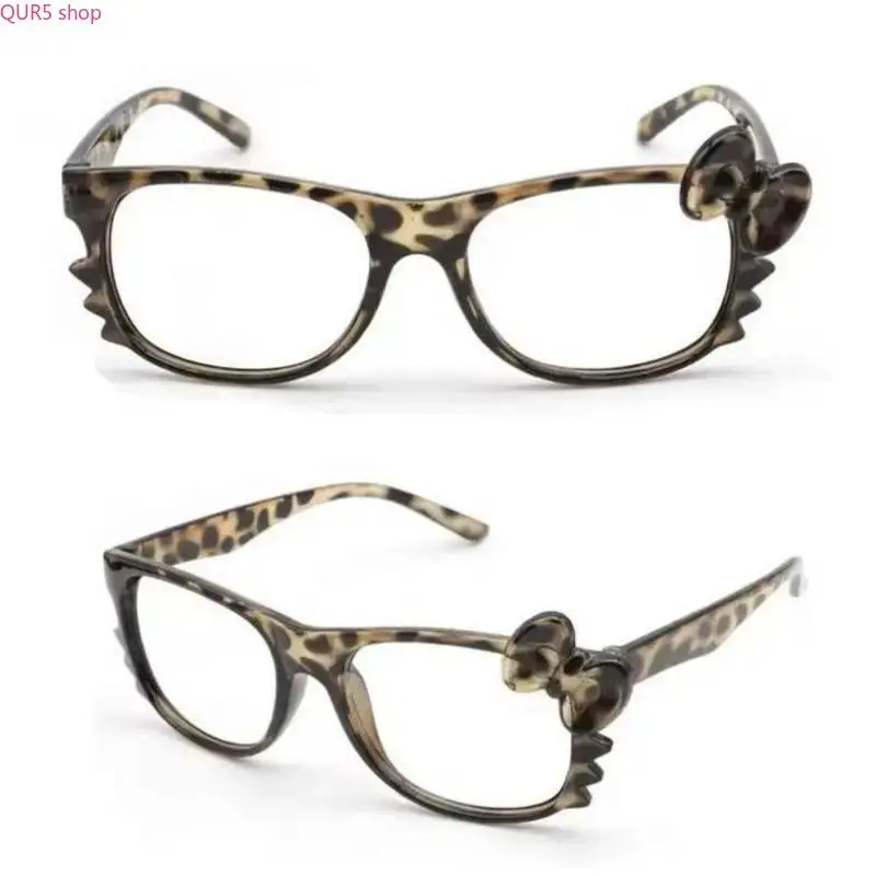 Kawaii Y2K Leopard Print Cat Eyeglasses For Women, Cute Cartoon Nerd Frame Trendy Decorative Glasses, Stylish Daily Fashion Wearable Accessory For Street Outfits & Summer Vacation Looks