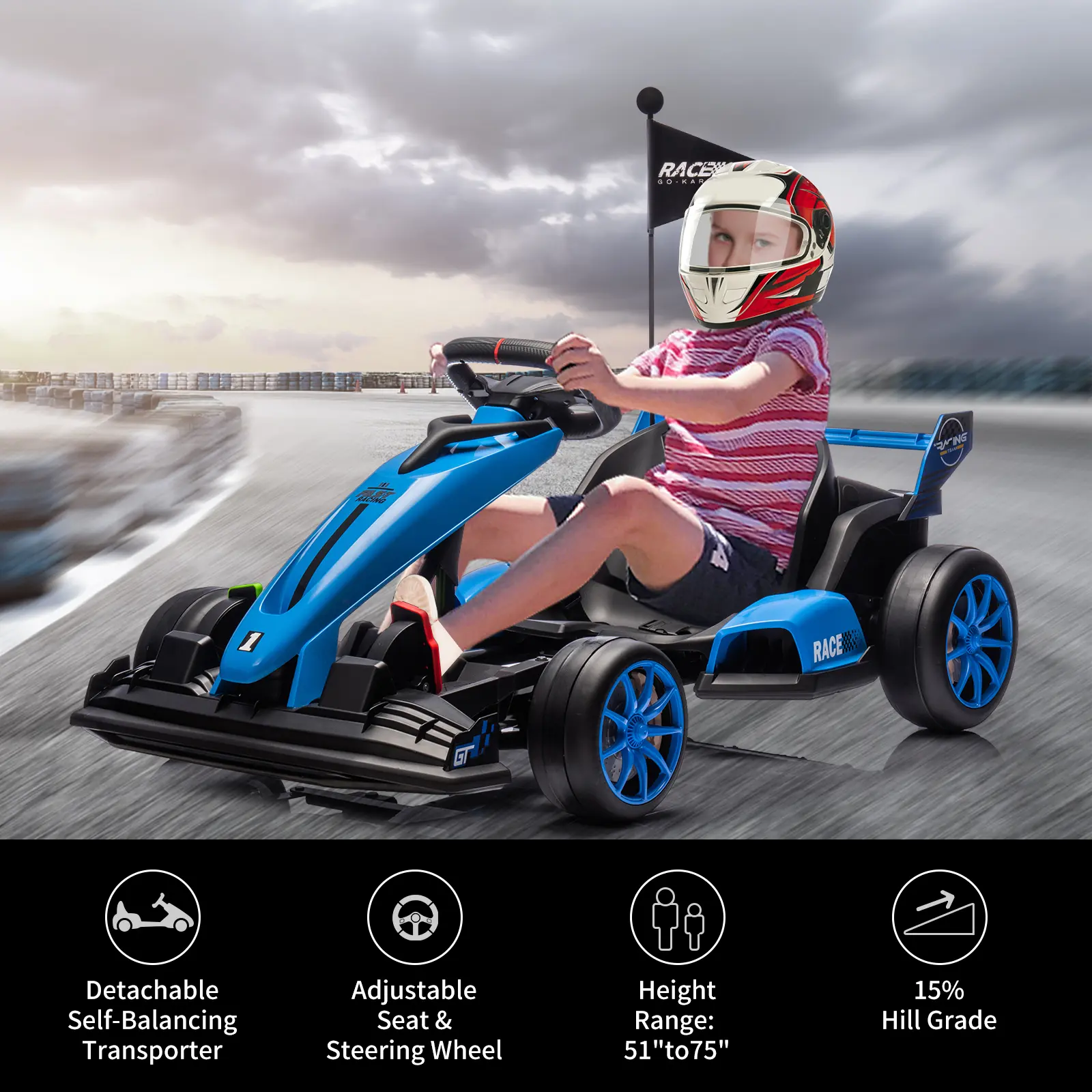 24V Electric Kids Drift Go Kart – Dual Motors – Adjustable Seat – Up to 8.5 MPH – EVA Quiet Wheels