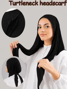 1pc Fashion Plain Silk Cotton Headscarf, Instant Hijab with Elastic Band, Soft Jersey Modal Hijab, Muslim Daily Wear, Comfortable Breathable Beach