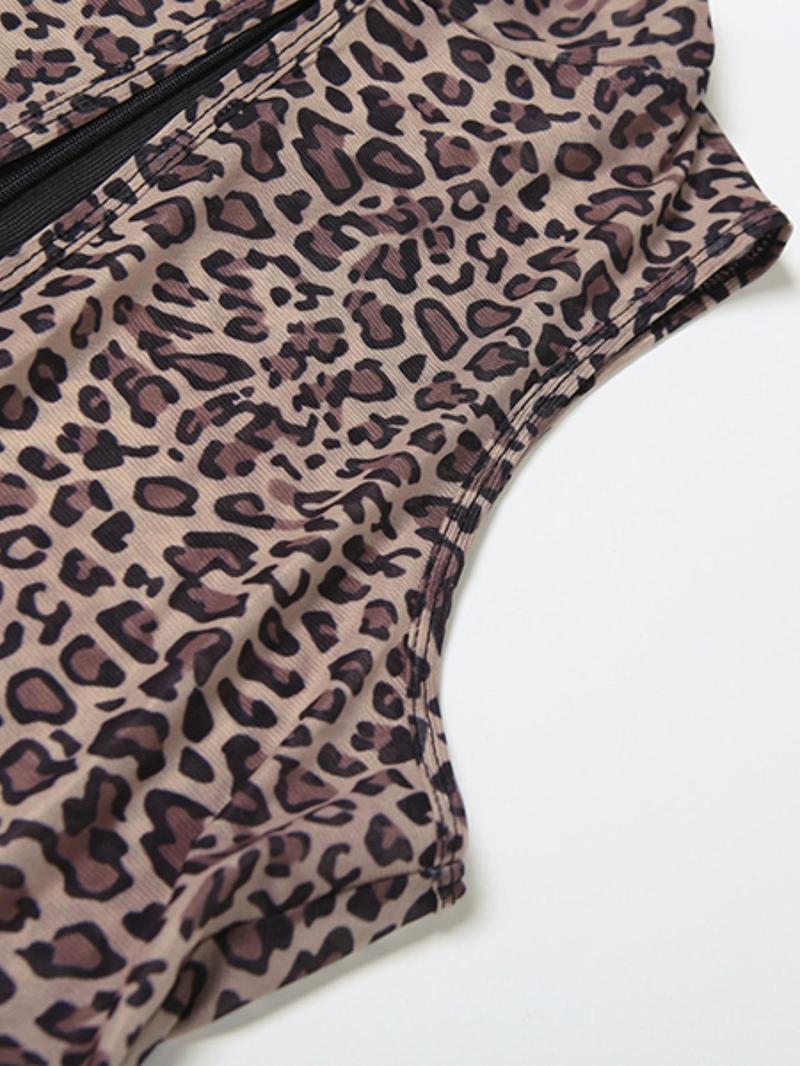 Women's Leopard Print Jumpsuit, Skinny Jumpsuit, Fashion Casual Sexy Jumpsuit for Daily Outdoor Wear, Women Jumpsuits for Summer