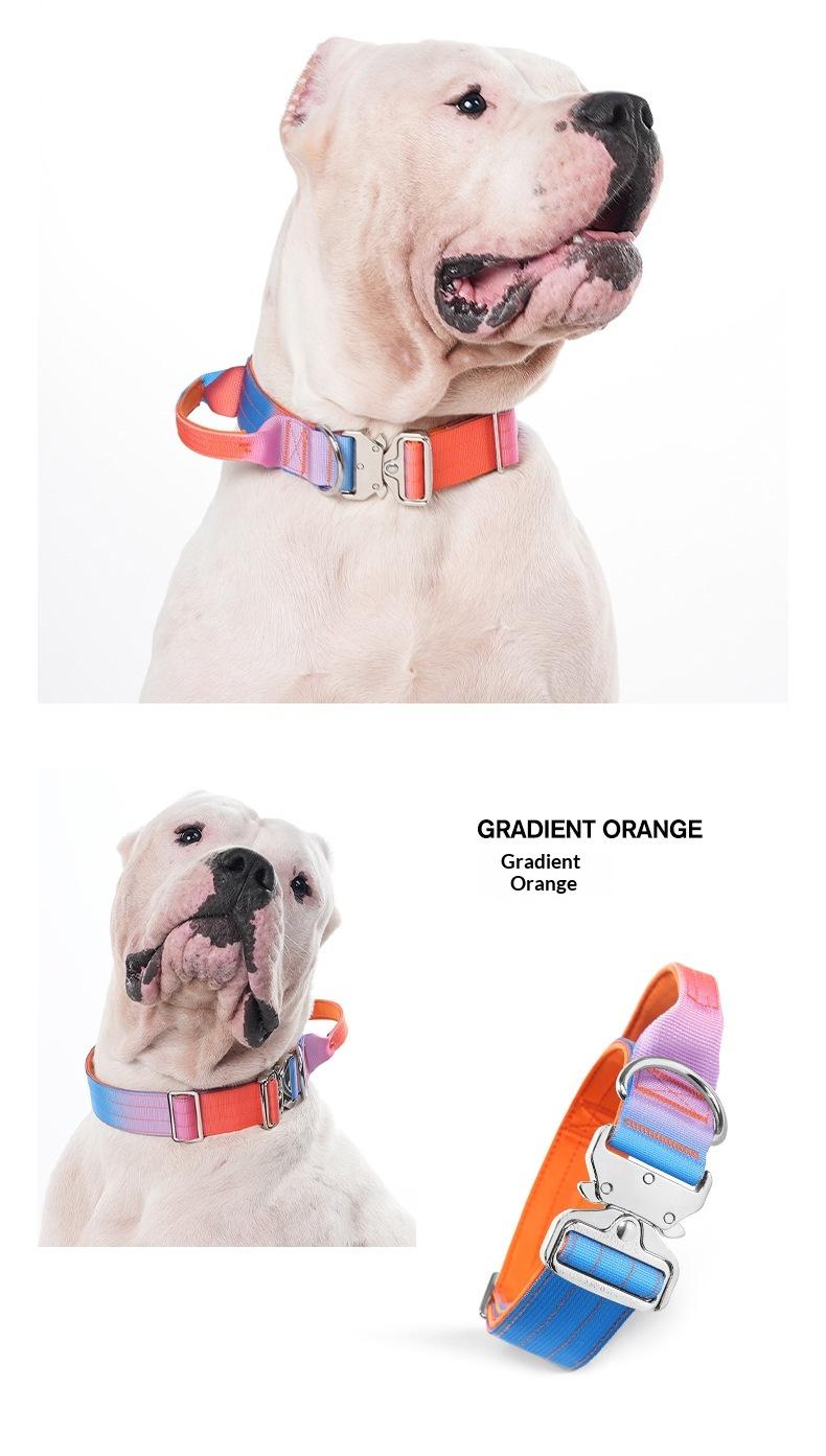 Heavy Duty Tactical Dog Collar with Handle, Adjustable Gradient Pet Collar for Medium Large Dogs