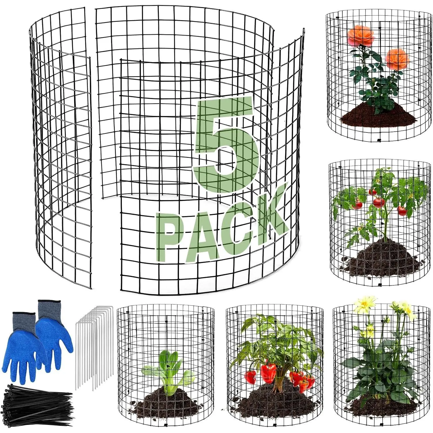 15Pcs Plant Protectors from Animals Metal Plant Cages for Outdoor Plants Plant Cage & Supports Keep Animal Out Garden Wire Mesh Protection from Rabbit Chicken Squirrel Tree Flower