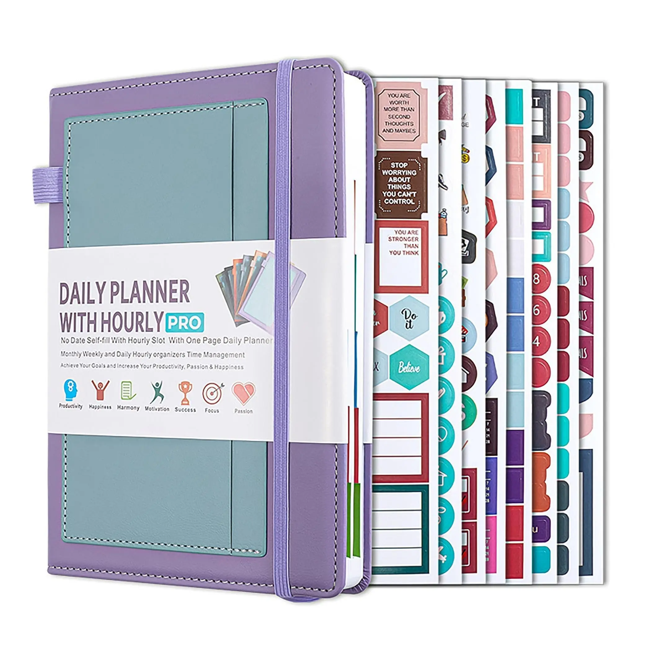 A5 Size Planner Notebook, portable weekly monthly and daily planner with to-do lists, appointment pages and 8 stickers, productivity planner for goal setting, study organization, office planning, Schedule Organizer and everyday scheduling