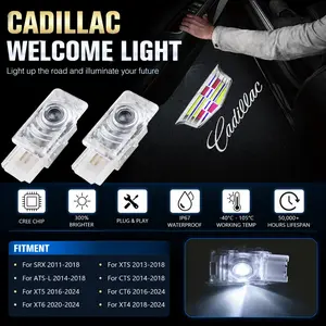 💡🚗 2pcs LED Interior Decorative Logo Lights | Cadillac Door Welcome Lights | Door Projector Lights | Compatible with Cadillac SRX/ATS-L/XT5/XT6/XTS/CTS/CT6/XT4/NEW ATS ✅12V 3W High Brightness & Low Power Consumption, Resistant to High and Low Temperat
