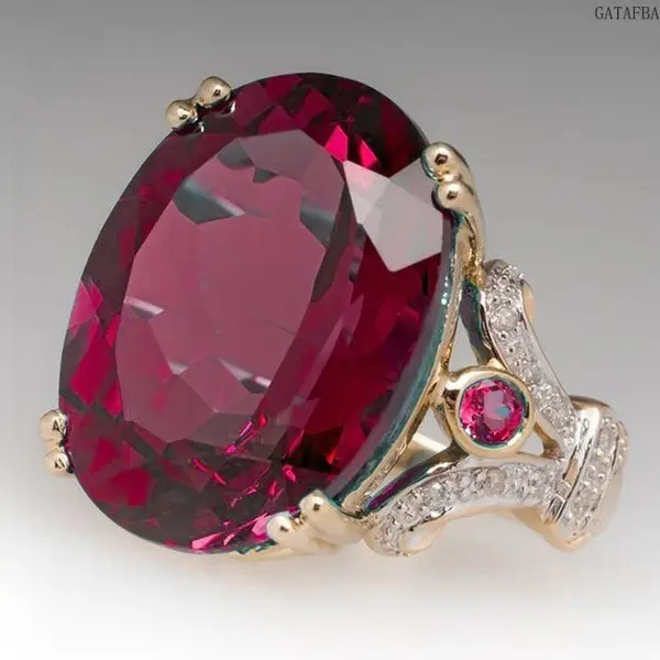 Two-Tone Plated Oval Zircon Ring, Trendy European & American Style Engagement Finger Jewelry,back to school,back to school haul