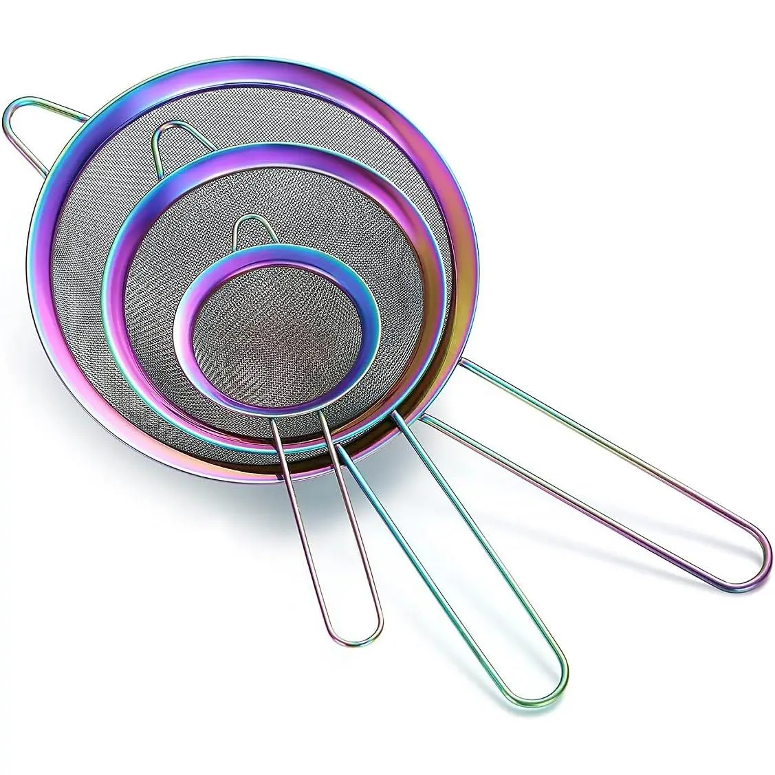 Fine Mesh Strainer 3 Pieces Set, Colorful Flour Sifter For Baking, Stainless Steel Clander, Mutil-Color Matcha Tea Strainer, Gravy Separator, Stasher Sieve Pasta Strainers