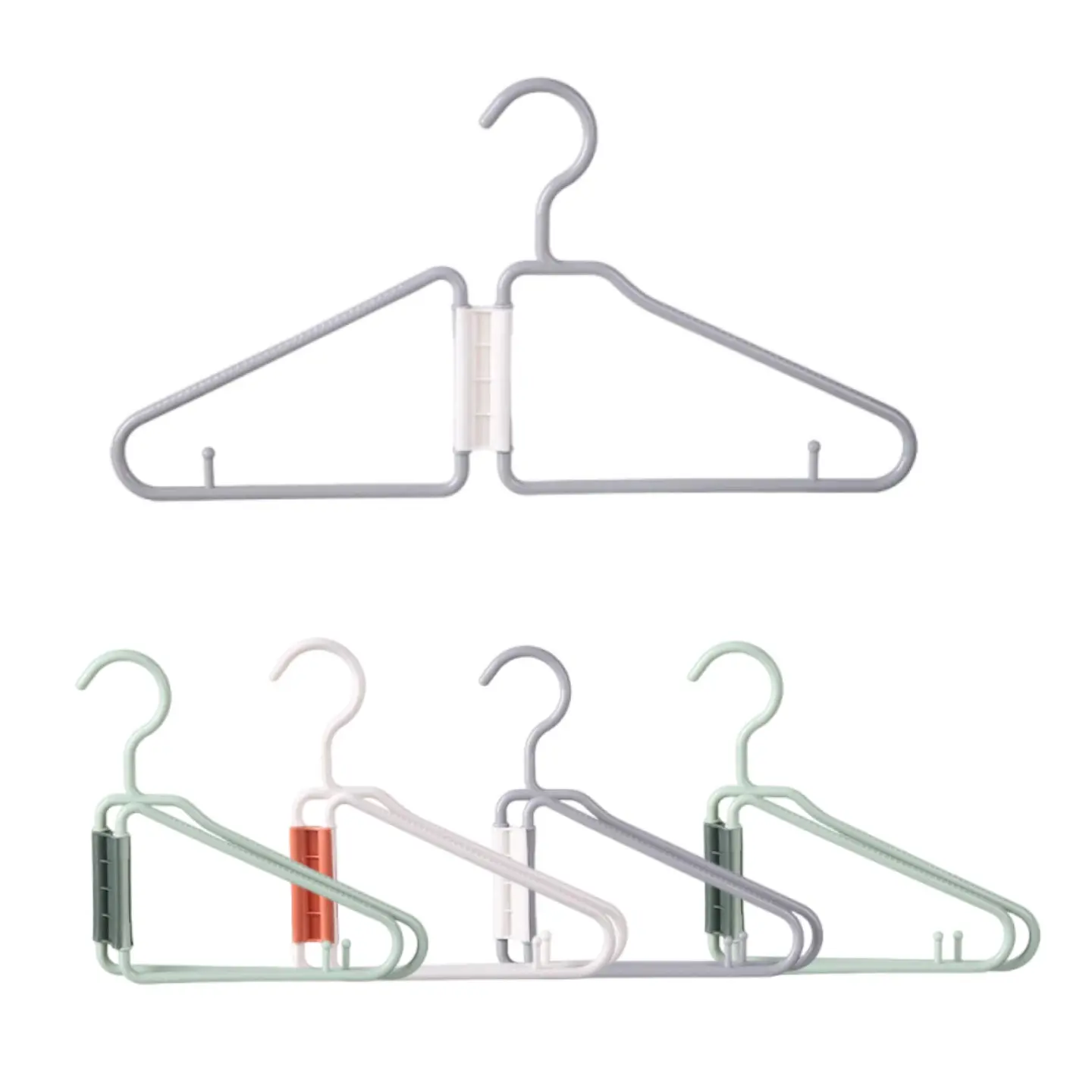 5 Counts Foldable Connectable Clothes Hangers, Space Saving Stackable Plastic Garment Hanger, Multi-Layer Linked Closet Storage Hangers for Shirts Pants Dresses Closet Organizer, Multifunctional Hanger, Compact Closet Organization