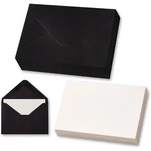 50 Sets Black Mini Envelopes with Blank Gift Cards Business & Note Cards - Wedding Invitation Graduation Holiday Pocket Envelopes 4x2.75" Bulk for Party Favors & Scrapbooking