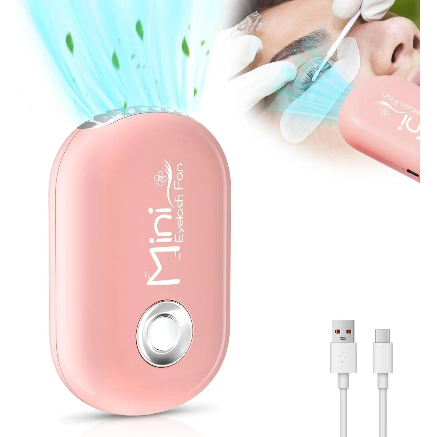 Mini Lash Fan For Eyelash Extensions Portable Handheld Eyelash Fan Dryer With USB-C Rechargeable Lash Extension Fans With Air Blower For Makeup Drying & Cooling,