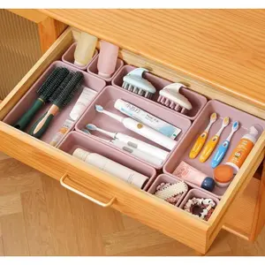 16 PCS Plastic Drawer Organizer Set - 3 Sizes, Reusable, Space-Saving, Universal, Lightweight, Durable, Washable Storage Trays for Kitchen Gadgets, Bathroom Makeup, Office Desk Dividers