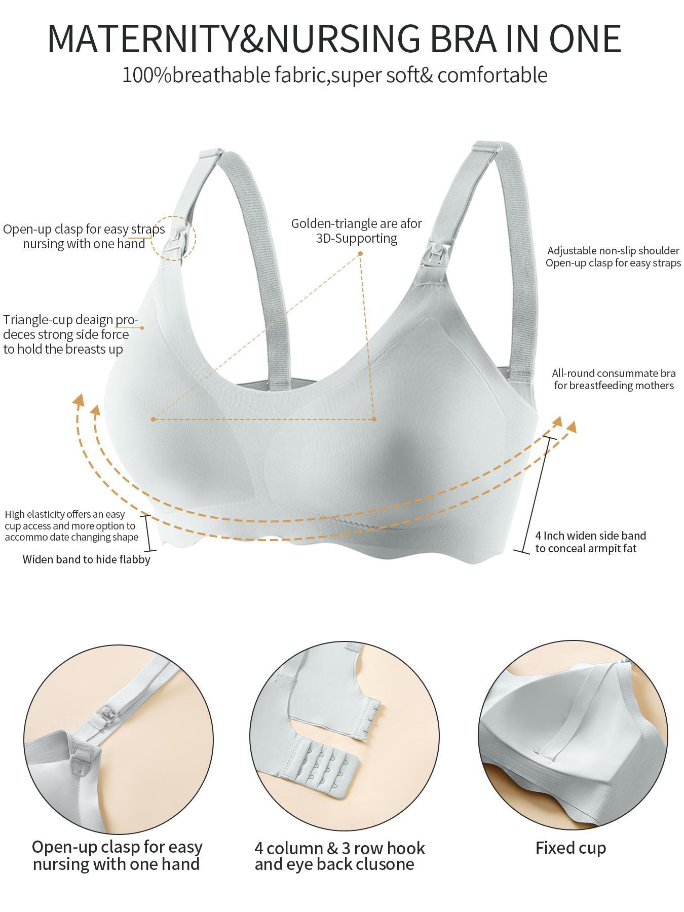 Maternity Wireless Bra, Adjustable Strap Nursing Bra, Women's Pregnant Maternity Underwear for Postpartum, Pregnancy Bra for Breastfeeding, Seamless Maternity Bra