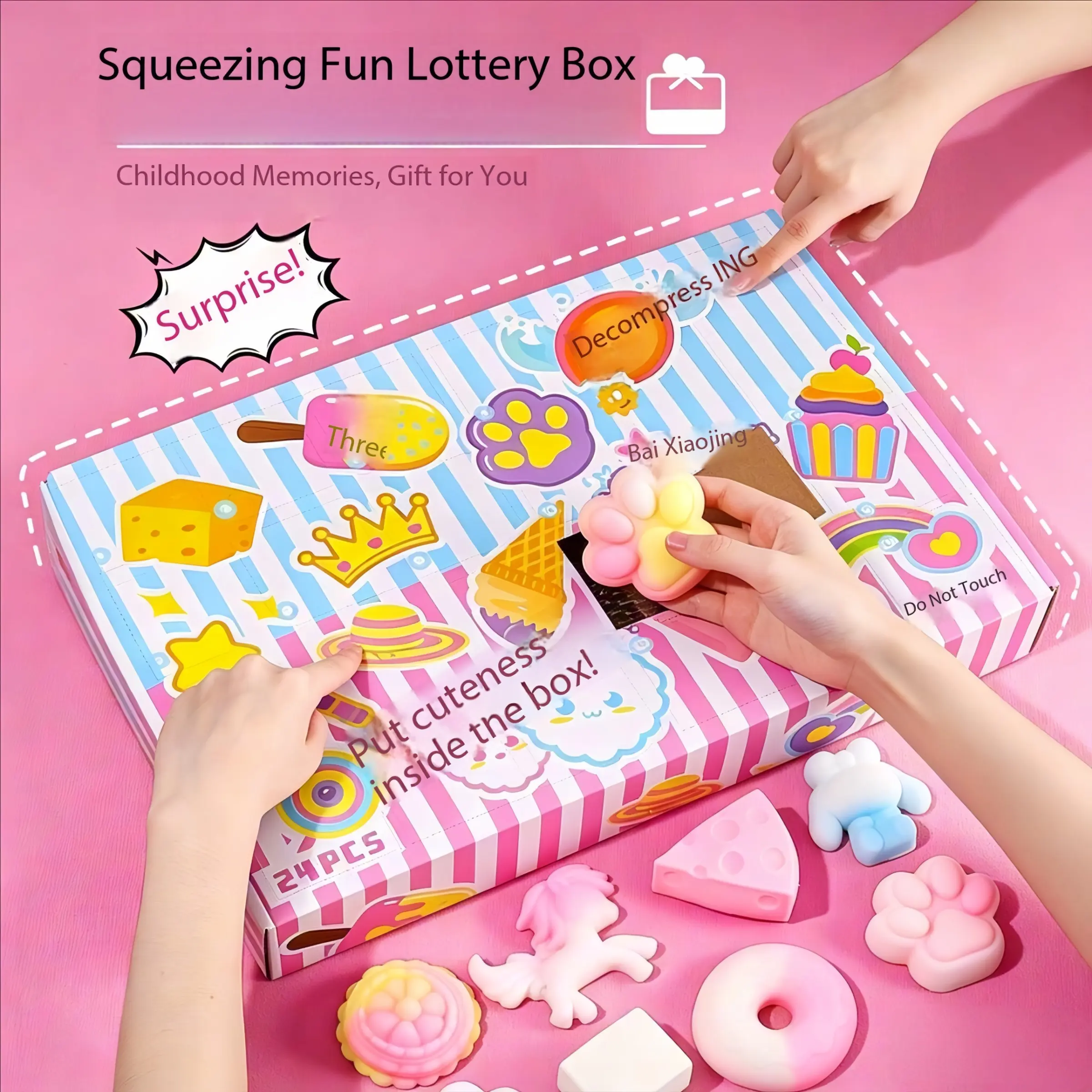 24-Piece Stress Relief Squishy Toy Set, Soft Fufu Asmr Music, Unisex, Classroom Rewards, Graduation Gifts, Party Fun, Parent-Child Interaction