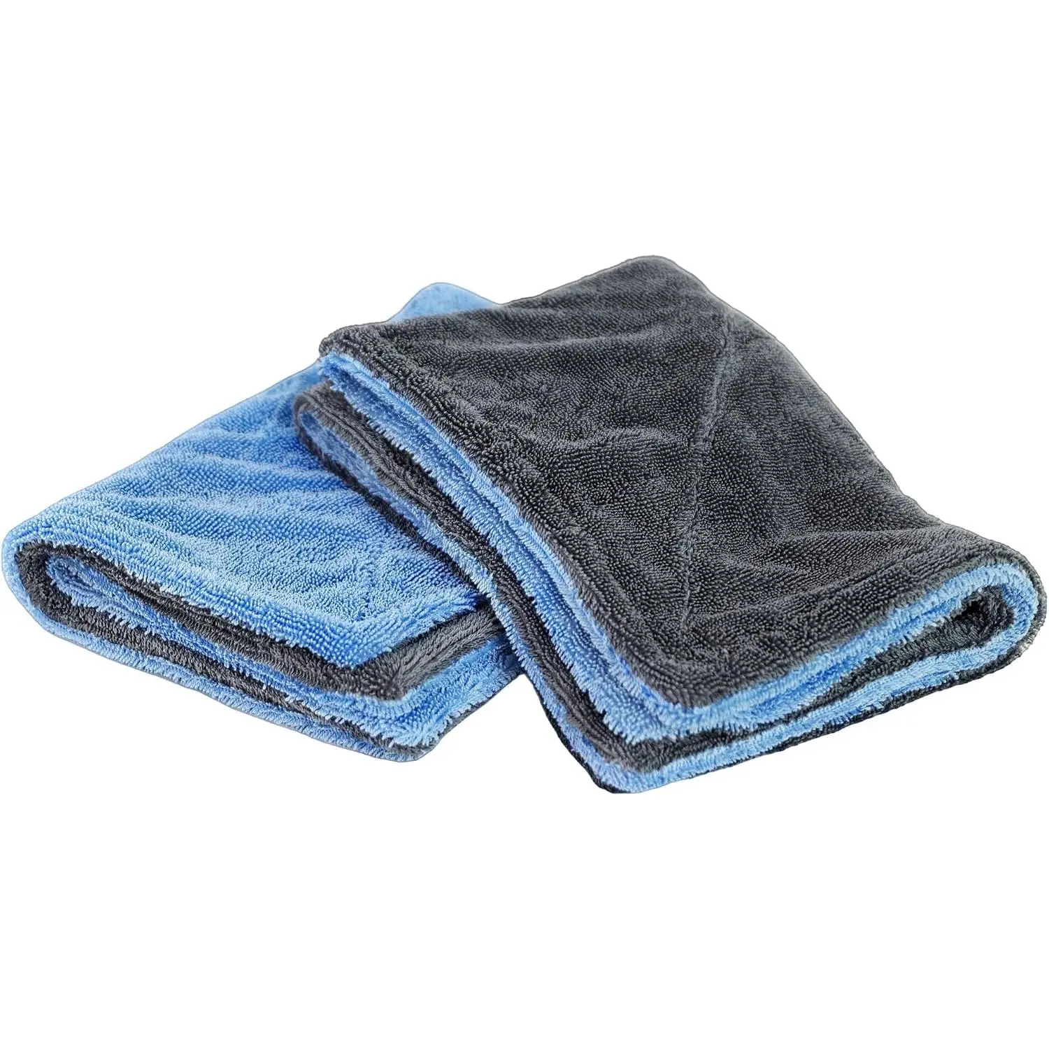 2 Pack  Drying Towel,  Microfiber Towels for , 1000GSM, Edgeless Twisted Loop Design, No Streaks, , or Water Spot, Absorbent Wash Towel, 18" x 24" (Blue&Grey)