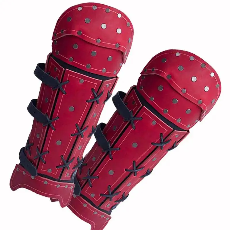 Medieval Samurai PU Leather Leg Armor Gaiters Viking Pirate Shoe Boot Cover Steampunk Fantasy Greaves LARP Props Cosplay Costume
